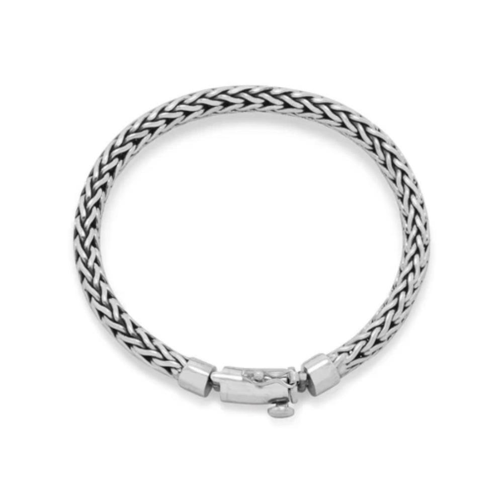 NWT - 6mm 8” Men’s Oxidized Woven Bali Bracelet - 925 Sterling Silver
